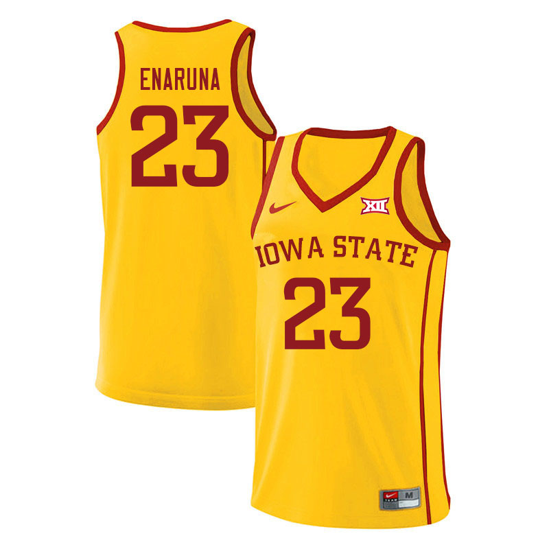 Men #23 Tristan Enaruna Iowa State Cyclones College Basketball Jerseys Sale-Yellow
